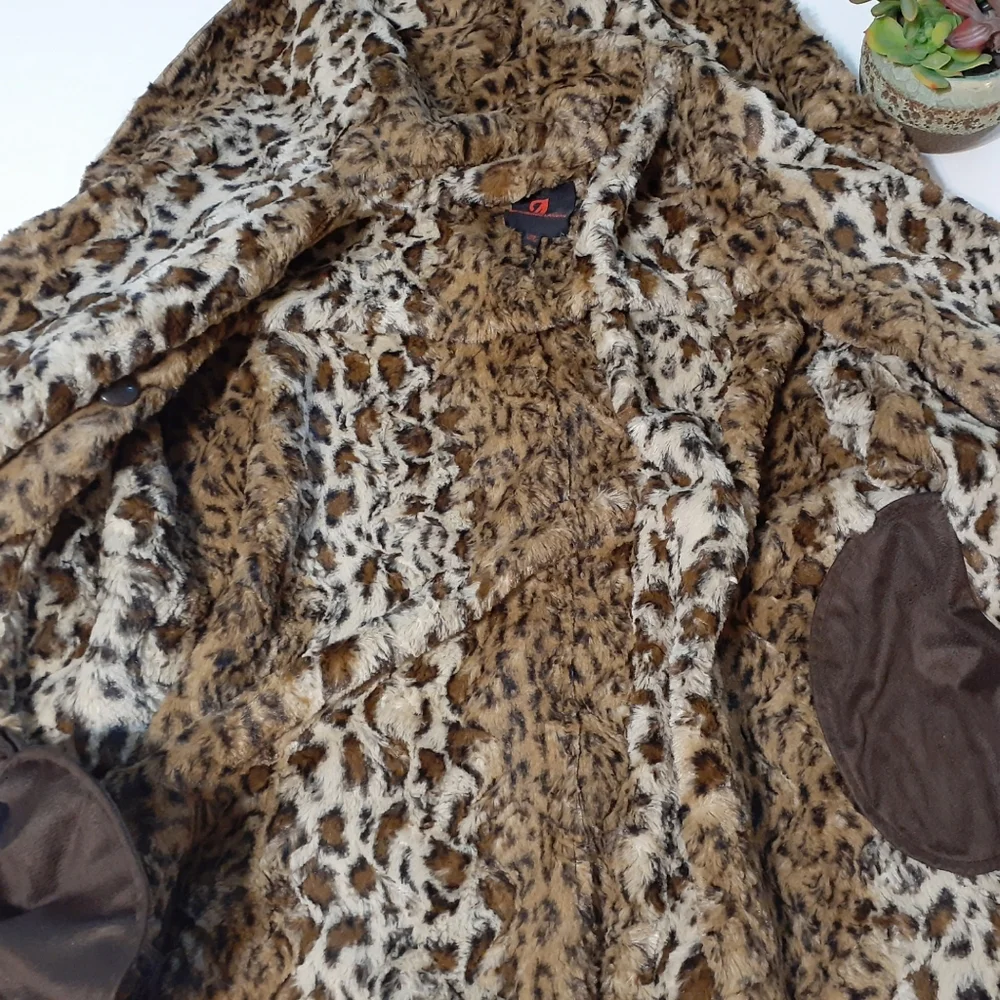 💎NEW Adrienne Landau Brown/Leopard Faux Fur Coat - Picture 7 of 11